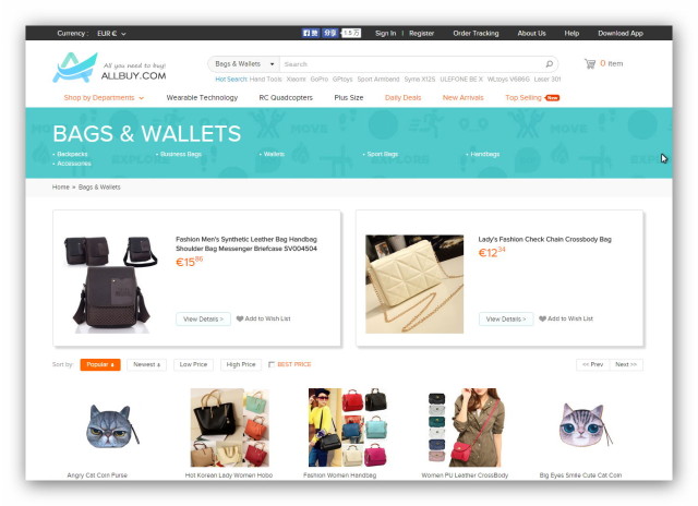 Allbuy is a Chinese online shopping mall with electronics, fashion, toys, home items and much more