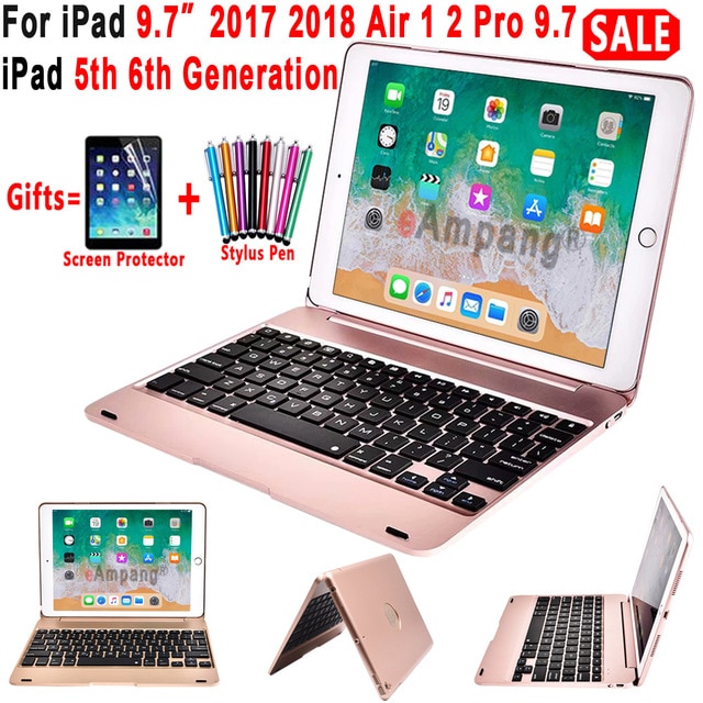 Top Flip klawiatura dla Apple iPad 9.7 2017 2018 5th 6th generacji etui z klawiaturą na bluetooth dla iPad powietrza 1 2 5 6 pro 9.7 pokrywa