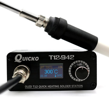 Quicko T12-942 MINI OLED Digital Soldering Station T12-907 Handle with T12-K Iron Tips Welding Tool Professional Tools from Tools, Industrial & Scientific on banggood.com