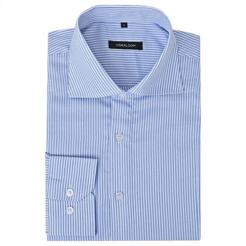 Men's Business Shirt White and Blue Stripe Size S