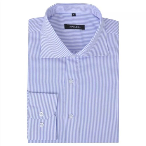 Men's Business Shirt White and Light Blue Stripe Size XXL